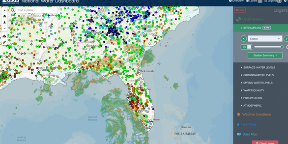 Florida with water levels and Hurricane Idalia