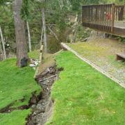 large crack in residential yard