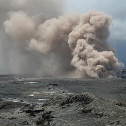 Ash-rich plume rises out of Halemaʻumaʻu Crater, Kilauea Volcano Hawaiʻi