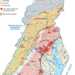 Map of the Chesapeake Bay Watershed showing Urban Land Use