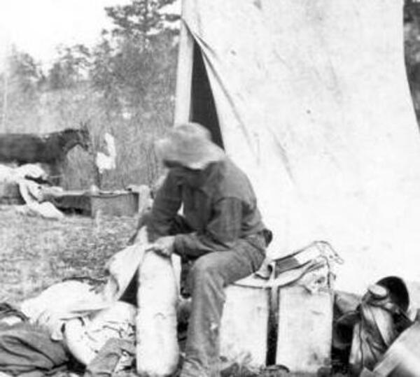 Views among the Rocky Mountains of Colorado. Camp scene - thumbnail