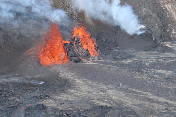 Color photograph of erupting vents