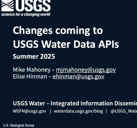 USGS Public Webinar screenshot - USGS Water Data for the Nation API Modernization