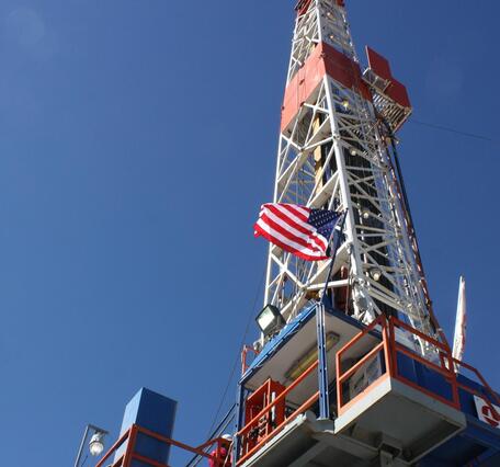 Drill Rig and American Flag