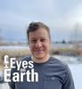 Color photo of Roy Sando with graphic for USGS EROS podcast Eyes on Earth